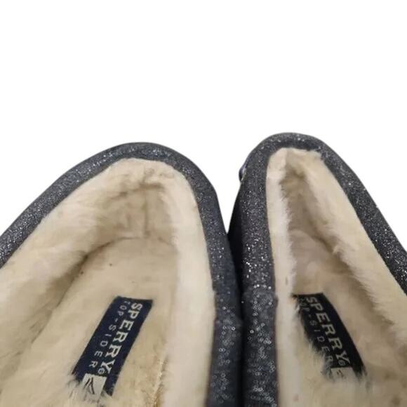 Sperry Shoes Women 6 Moccasin Flats Slip On Leather Metallic Shimmer Slipper Bow - Picture 10 of 14